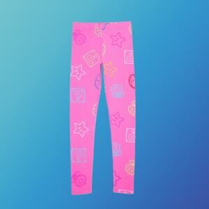 Gaming Character Icon Toss Girls Graphic Leggings Pink Size Large 10/12